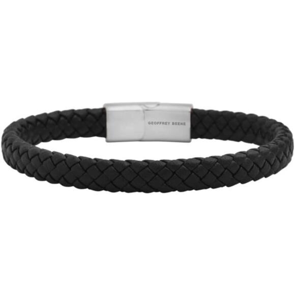 Men's Braided Genuine Leather Bracelet with Stainless Steel